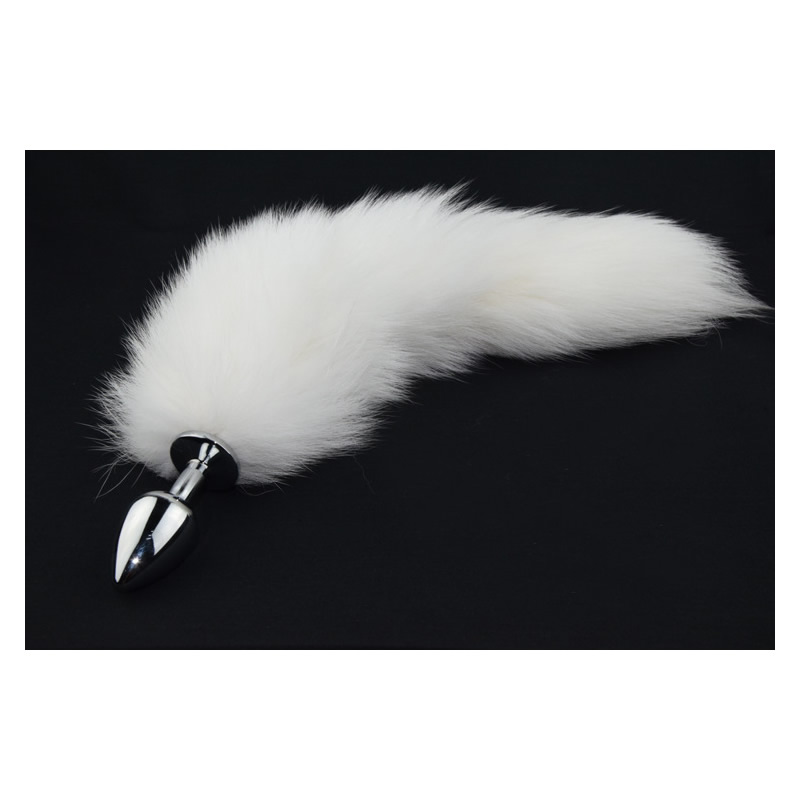 White Fox Tail with Anal Plug Butt Intruder 